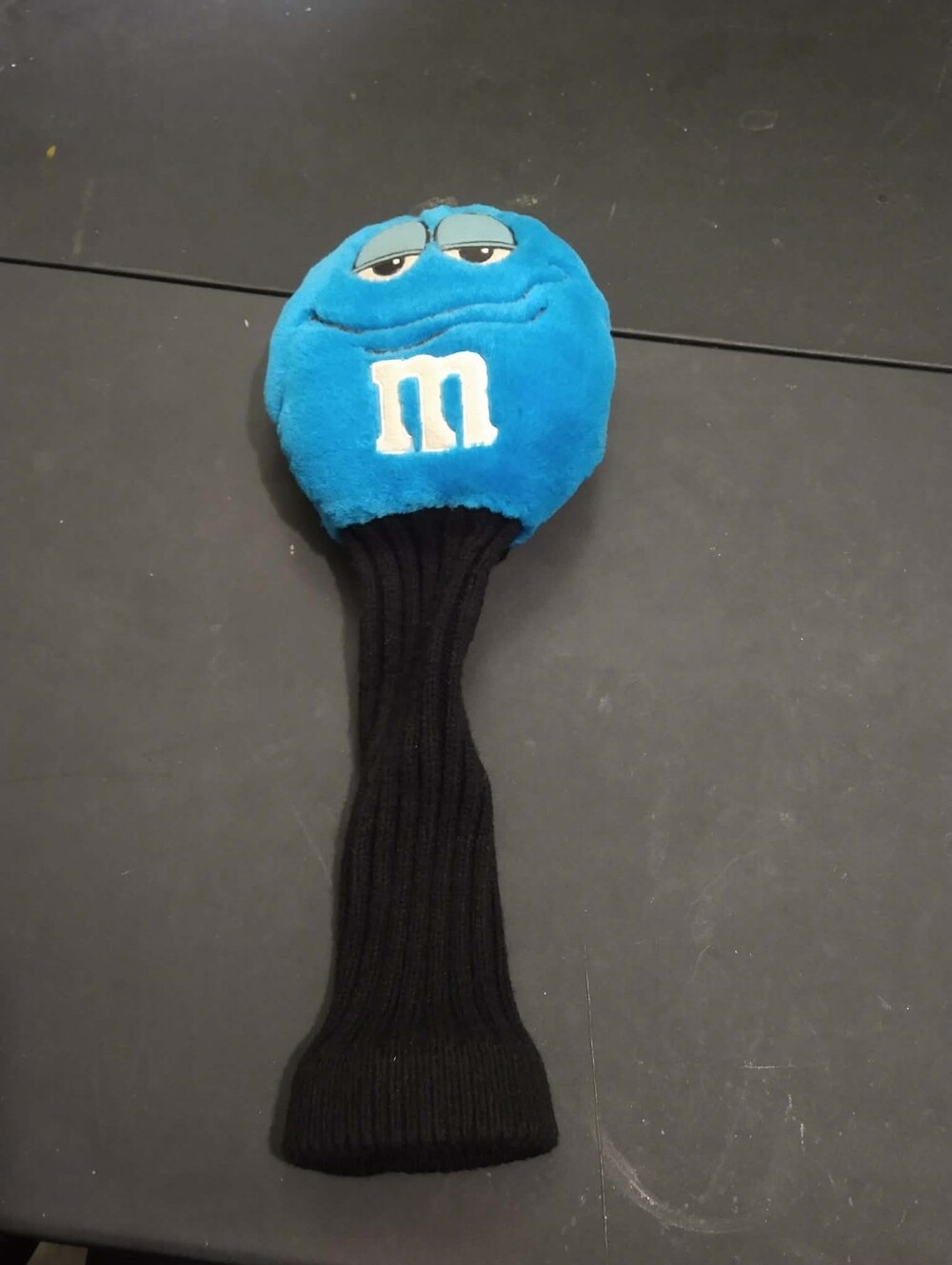 Blue M&M Golf Club Headcover Plush Driver Cover Black Knit Sock Candy Character